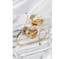 Pazu Bileklik Gold Renk Pirinç Çiçek Model TJ-BB8565