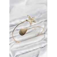 Pazu Bileklik Gold Renk Pirinç Deniz Kabuğu ve Deniz Yıldızı Model TJ-BB8569