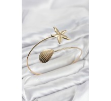 Pazu Bileklik Gold Renk Pirinç Deniz Kabuğu ve Deniz Yıldızı Model TJ-BB8569