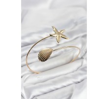 Pazu Bileklik Gold Renk Pirinç Deniz Kabuğu ve Deniz Yıldızı Model TJ-BB8569