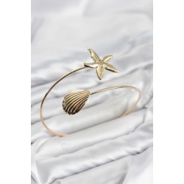 Pazu Bileklik Gold Renk Pirinç Deniz Kabuğu ve Deniz Yıldızı Model TJ-BB8569