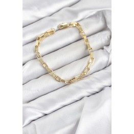 CM Kare Halka Model Gold Renk Pirinç Kadın Bileklik TJ-BB8592