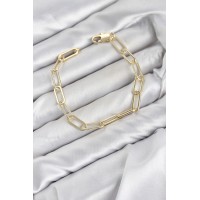 CM Ataş Zincir Model Gold Renk Pirinç Kadın Bileklik TJ-BB8595