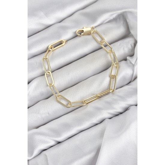 CM Ataş Zincir Model Gold Renk Pirinç Kadın Bileklik TJ-BB8595