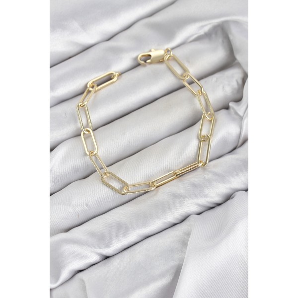 CM Ataş Zincir Model Gold Renk Pirinç Kadın Bileklik TJ-BB8595