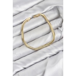 CM Yassı Yılan Zincir Model Gold Renk Pirinç Kadın Bileklik TJ-BB8597