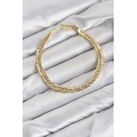 CM Başak Model Gold Renk Pirinç Kadın Bileklik TJ-BB8599