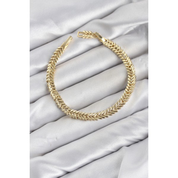 CM Başak Model Gold Renk Pirinç Kadın Bileklik TJ-BB8599