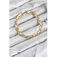 CM Kalın Zincir Model Gold Renk Pirinç Kadın Bileklik TJ-BB8600
