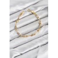 CM Gold Renk Yıldız Model Zirkon Taşlı Pirinç Kadın Bileklik TJ-BB8602