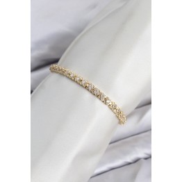 CM Model Zirkon Taşlı VIP Seri Gold Renk Pirinç Kadın Bileklik TJ-BB8604