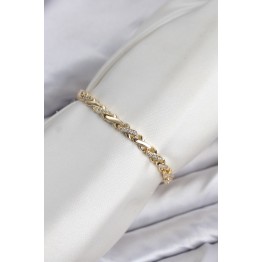 CM Çapraz Zincir Model Zirkon Taşlı VIP Seri Gold Renk Pirinç Kadın Bileklik TJ-BB8605