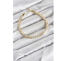CM Şerit Model Zirkon Taşlı VIP Seri Gold Renk Pirinç Kadın Bileklik TJ-BB8606