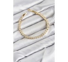 CM Şerit Model Zirkon Taşlı VIP Seri Gold Renk Pirinç Kadın Bileklik TJ-BB8606