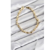 CM Yıldız Model Zirkon Taşlı VIP Seri Gold Renk Pirinç Kadın Bileklik TJ-BB8608