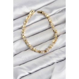 CM Yıldız Model Zirkon Taşlı VIP Seri Gold Renk Pirinç Kadın Bileklik TJ-BB8608