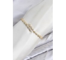 CM Damla Model Zirkon Taşlı VIP Seri Gold Renk Pirinç Kadın Bileklik TJ-BB8610