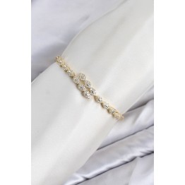 CM Damla Model Zirkon Taşlı VIP Seri Gold Renk Pirinç Kadın Bileklik TJ-BB8610