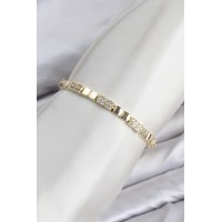 CM Kare Model Zirkon Taşlı VIP Seri Gold Renk Pirinç Kadın Bileklik TJ-BB8611