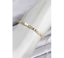 CM Kare Model Zirkon Taşlı VIP Seri Gold Renk Pirinç Kadın Bileklik TJ-BB8611