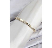 CM Kare Model Zirkon Taşlı VIP Seri Gold Renk Pirinç Kadın Bileklik TJ-BB8611