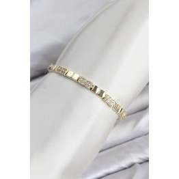 CM Kare Model Zirkon Taşlı VIP Seri Gold Renk Pirinç Kadın Bileklik TJ-BB8611