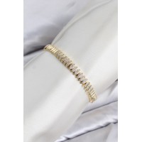 CM Arpa Model Zirkon Taşlı VIP Seri Gold Renk Pirinç Kadın Bileklik TJ-BB8615