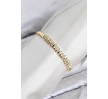 CM Arpa Model Zirkon Taşlı VIP Seri Gold Renk Pirinç Kadın Bileklik TJ-BB8615