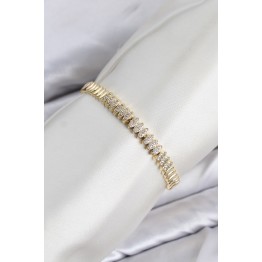 CM Arpa Model Zirkon Taşlı VIP Seri Gold Renk Pirinç Kadın Bileklik TJ-BB8615