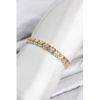 CM Geometrik Model Zirkon Taşlı VIP Seri Gold Renk Pirinç Kadın Bileklik TJ-BB8616