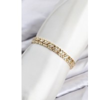 CM Geometrik Model Zirkon Taşlı VIP Seri Gold Renk Pirinç Kadın Bileklik TJ-BB8616