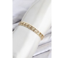 CM Geometrik Model Zirkon Taşlı VIP Seri Gold Renk Pirinç Kadın Bileklik TJ-BB8616