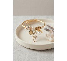 Geyik Model Gold Renk Beyaz Charmlı Bileklik TJ-BB8663