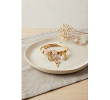 Geyik Model Gold Renk Pembe Charmlı Bileklik TJ-BB8665