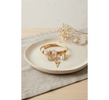 Geyik Model Gold Renk Pembe Charmlı Bileklik TJ-BB8665