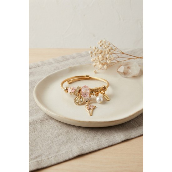 Geyik Model Gold Renk Pembe Charmlı Bileklik TJ-BB8665