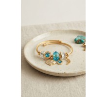 Kalp Model Gold Renk Mavi Charmlı Bileklik TJ-BB8669