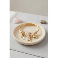 Tavşan Model Gold Renk Beyaz Charmlı Bileklik TJ-BB8673