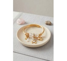 Tavşan Model Gold Renk Beyaz Charmlı Bileklik TJ-BB8673