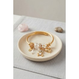 Tavşan Model Gold Renk Beyaz Charmlı Bileklik TJ-BB8673
