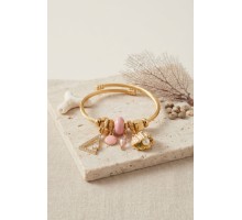 Pembe Deniz Kabuğu Model Gold Renk Charmlı Bileklik TJ-BB8676