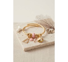 Pembe Deniz Kabuğu Model Gold Renk Charmlı Bileklik TJ-BB8676