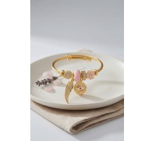 Pembe Göz Model Gold Renk Charmlı Bileklik TJ-BB8679