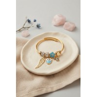 Baykuş Model Gold Renk Charmlı Bileklik TJ-BB8681