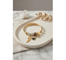 Siyah Baykuş Model Gold Renk Charmlı Bileklik TJ-BB8683