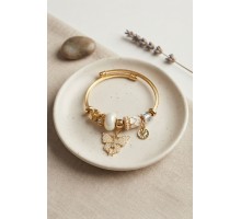 Beyaz Kelebek Model Gold Renk Charmlı Bileklik TJ-BB8684