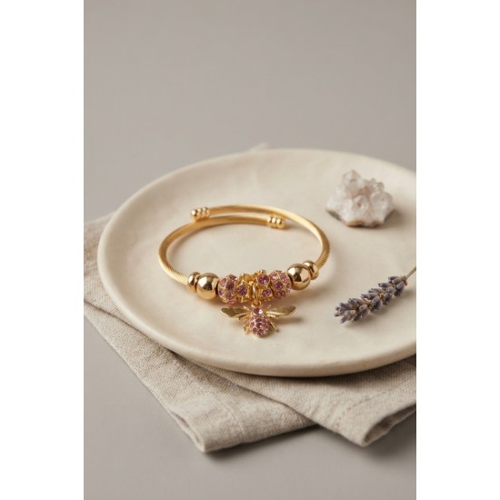 Pembe Arı Model Gold Renk Charm Bileklik TJ-BB8689