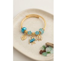 Balık Charmlı Mavi Renk Gold Bileklik TJ-BB8706
