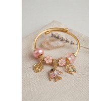Balık Charmlı Pembe Renk Gold Bileklik TJ-BB8707