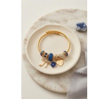 Fiyonk Charmlı Mavi Renk Gold Bileklik TJ-BB8708